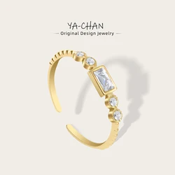 YACHAN Gold Plated Stainless Steel Fashion Classic Simple Zircon Crystal Rings for Women Wedding Jewelry