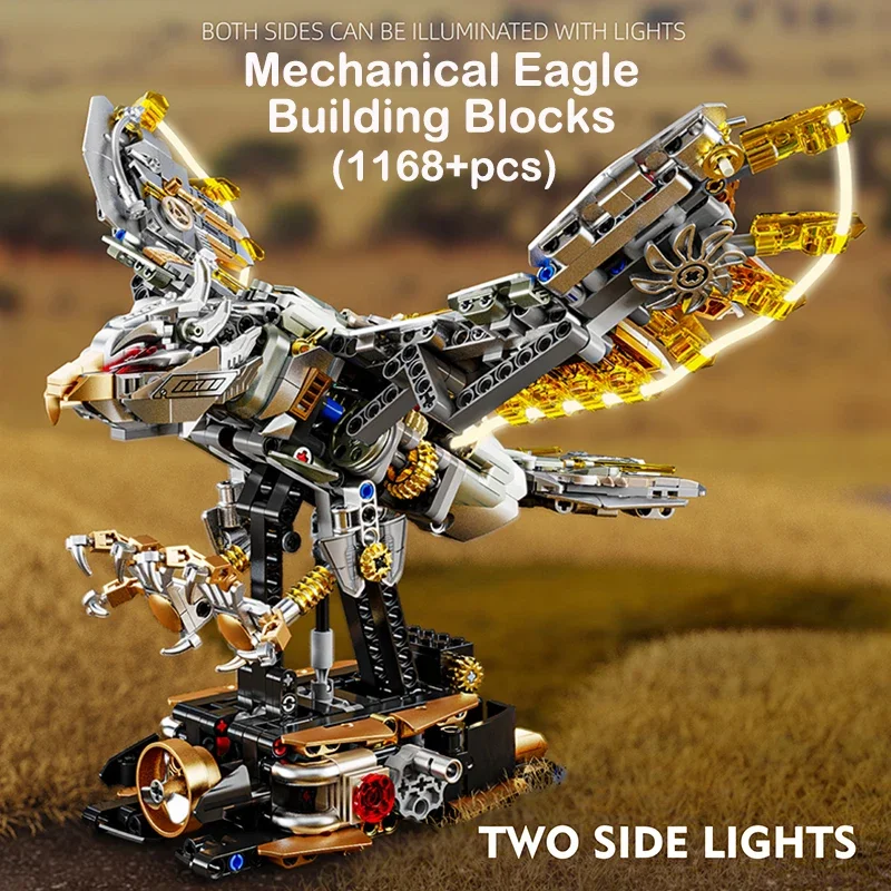 

1168pcs Mechanical Eagle Building Blocks Set MOC Animal World Model Kit With Light Technical Bricks STEM Kids Toys Gift for Boys