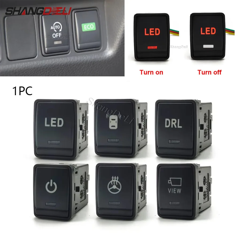 1Pc Power on off DRL LED Light Button Seat Mirror Steering Wheel Heating Switch Radar for Nissan Tiida Sylphy Qashqai X-TRAIL