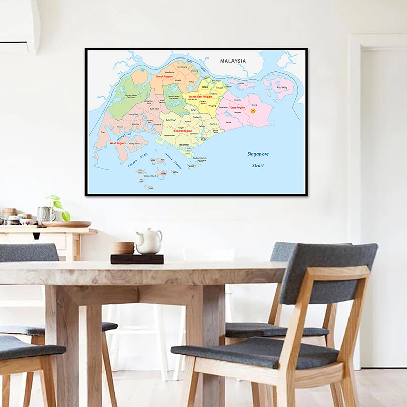 59*42cm mapa da parede de singapura cartaz decorativo sem moldura impressão pintura em tela sala de estar decoração para casa material escolar