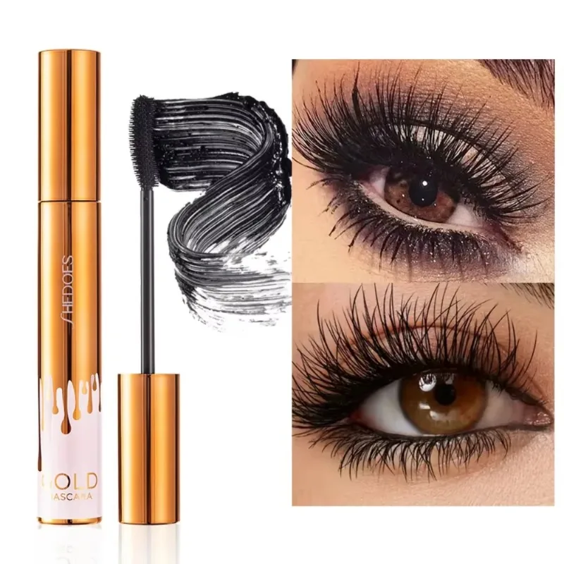Dik krullend oog zwart waterdicht niet-vlekkend slank duurzaam en make-up gratis oog zwart goudkleurige mascara