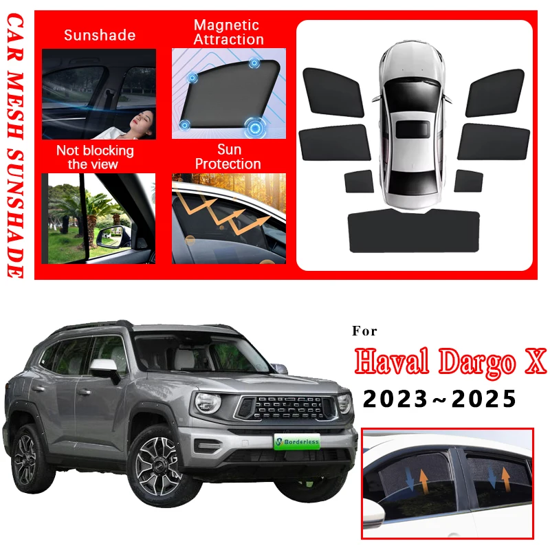 Car Sunshade Pad For Haval Dargo X Big Dog H-Dog H7 2023 2024 2025 Cover Coverage Sunscreen Window Visor Sun Shade Accessories