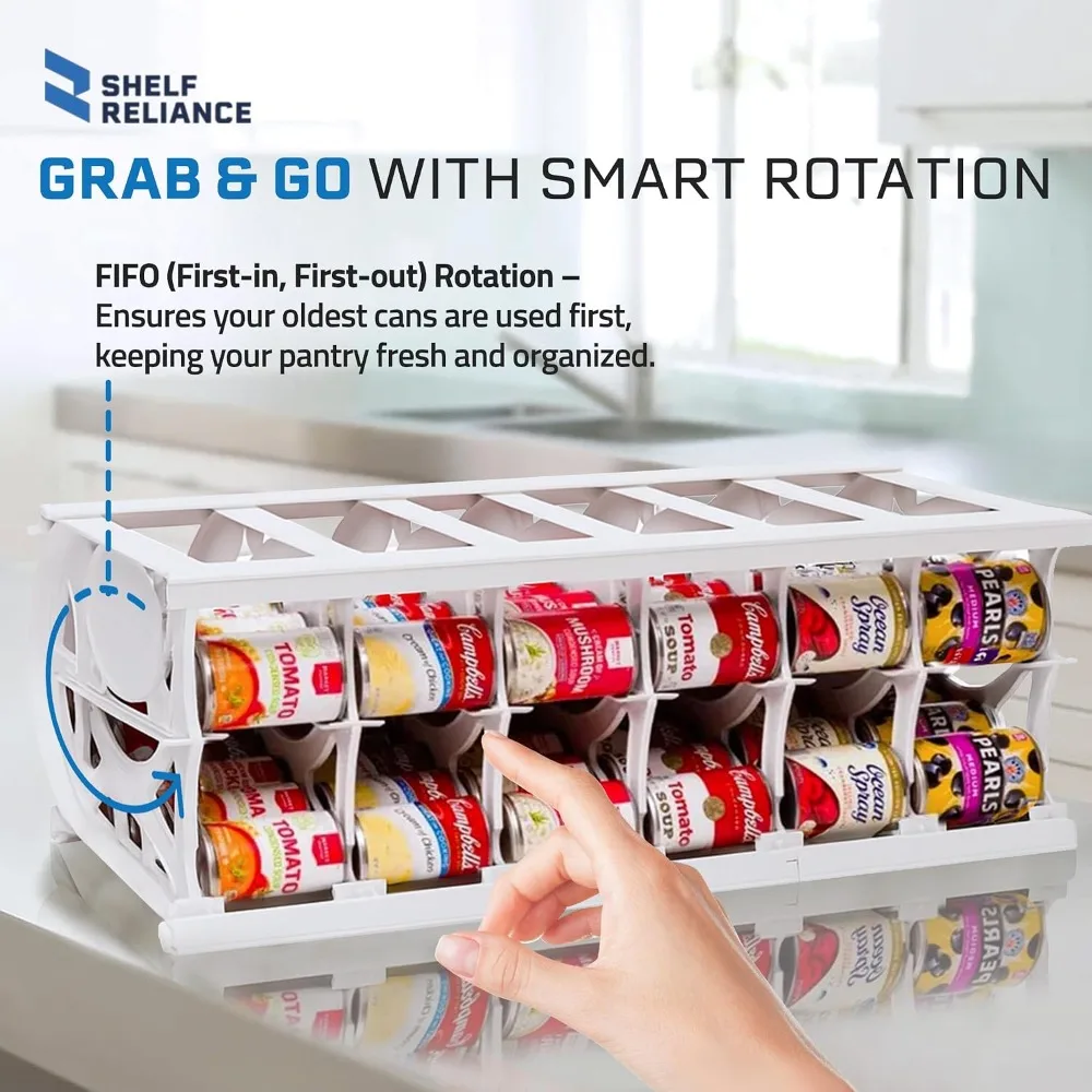 Stackable Can Organizer for Pantry, Holds 60 Cans of Food or Soda, 1-Pack