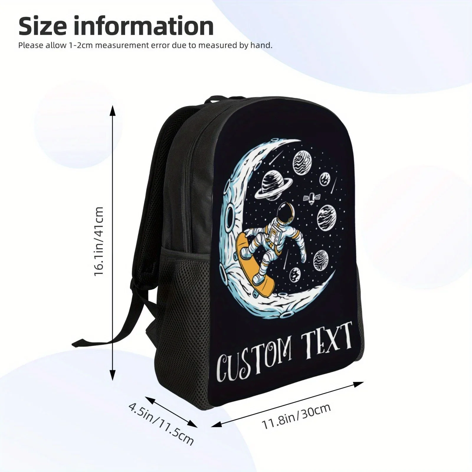 Ransel Moon Skateboard yang Dapat Disesuaikan - Poliester Tahan Lama, Tali yang Dapat Disesuaikan, Kompartemen Laptop untuk Kerja & Sekolah