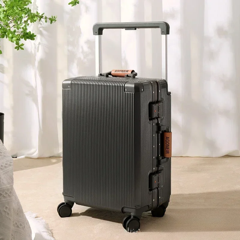 

Fashion Rolling Luggage Wide Handle Travel Suitcase Unisex Trunk Large Capacity Silent Universal Wheel Aluminum FrameTrolleyCase