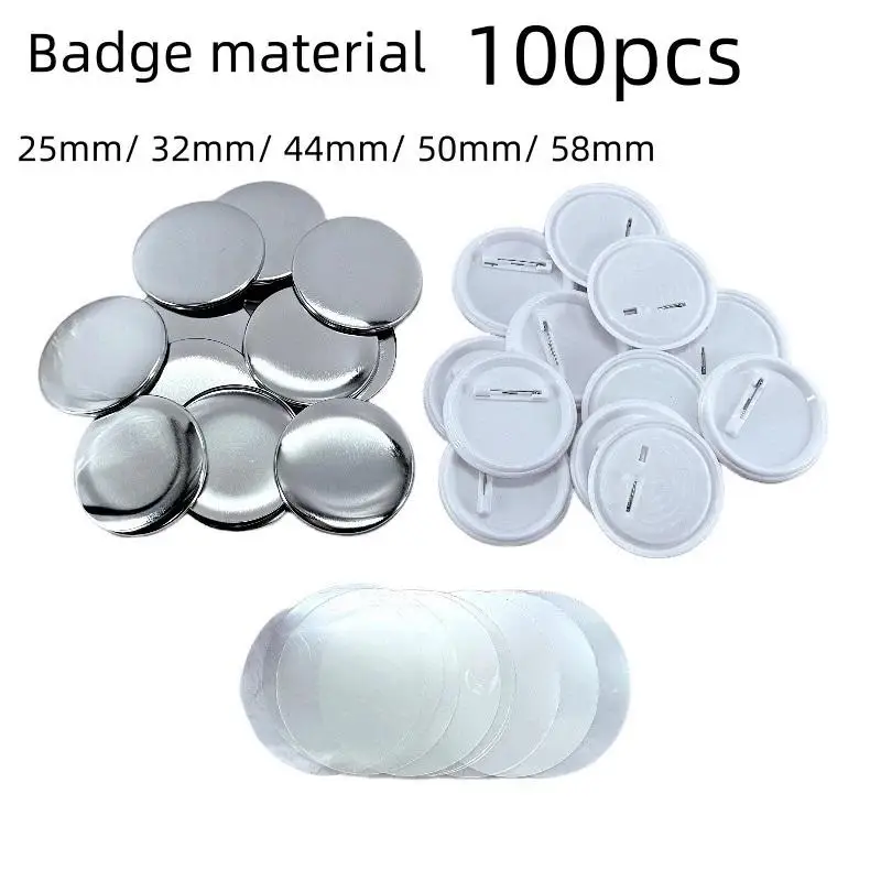 Ready Stock 25/32/44/58mm Metal Back Button Badges Blank Iron Plate Button Badges 100Pcs Canned Iron Badges Consumable Material