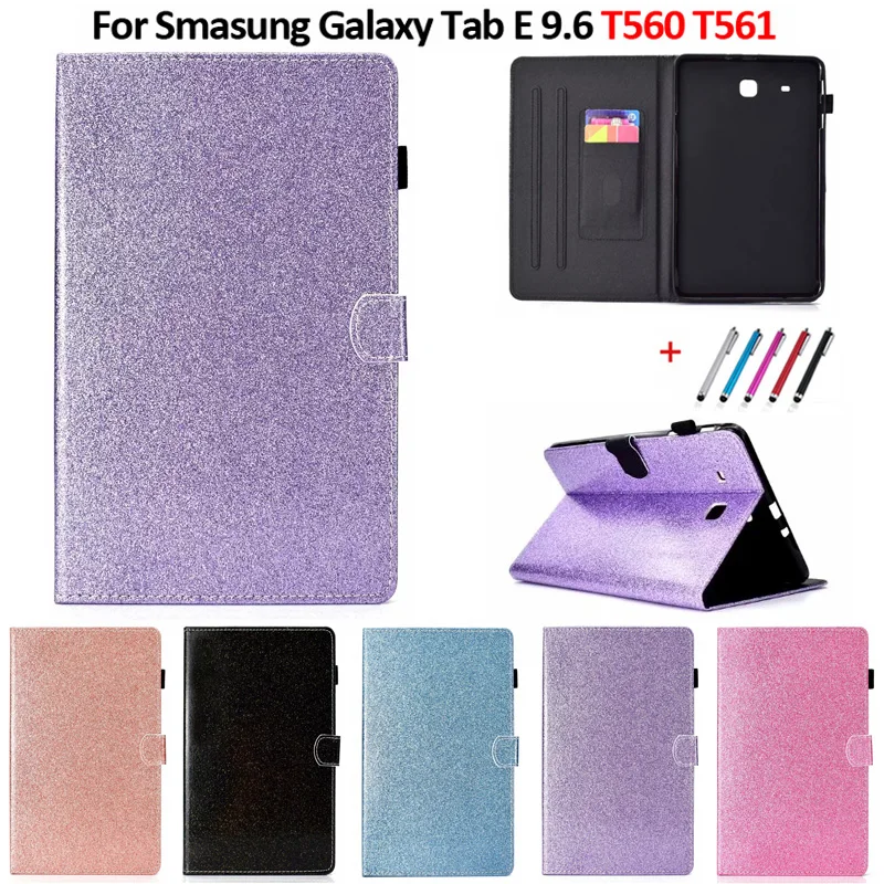 Shinning Glitter Flip Wallet Stand Tablet Cover Coque For Smasung Galaxy Tab E 9.6 Case For Samsung Tab E 9.6 T560 SM-T560 T561