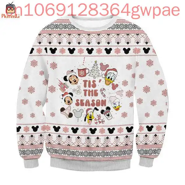 Disney Mickey and Friends Ugly Christmas Men and Women Sweater Tis The Season Mickey's Very Merry Party Land Minnie Christmas