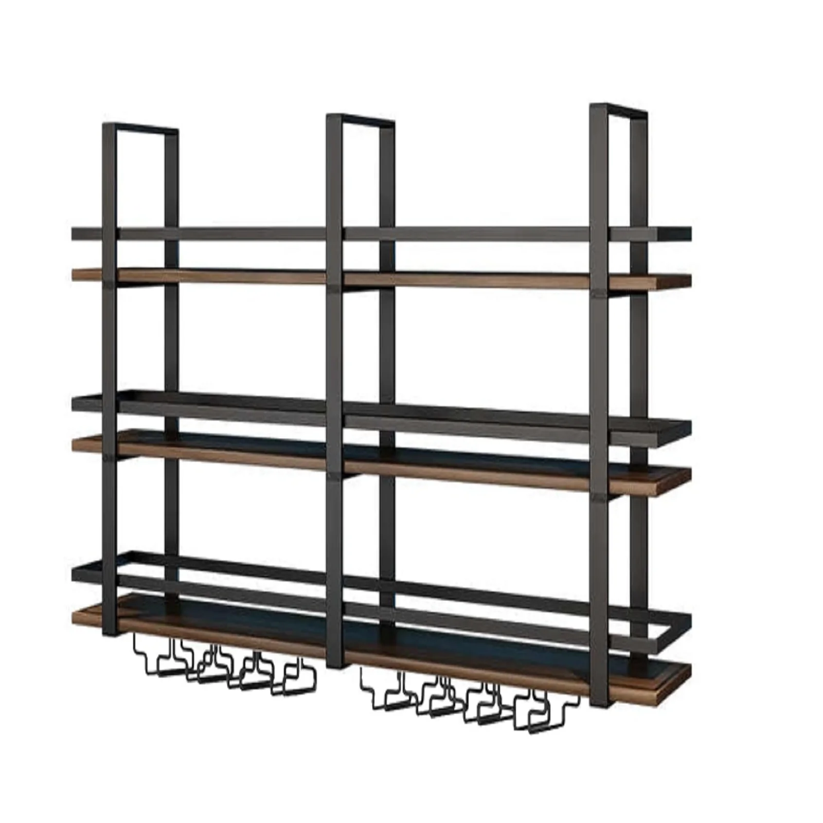 

Wall Mounted Wine Rack 3 Tier Metal Retro Bar Shelf with Glass Holder 63in for Home Dining Room & Kitchen