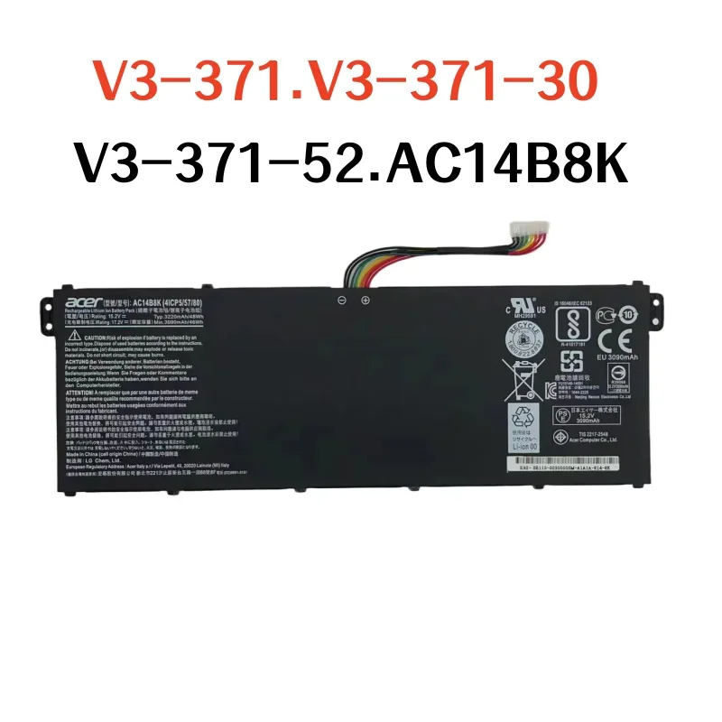 100%Original 3220mAh for Acer AC14B8K TMP236 TMP238 MS2392 N17C1 V3-371 V3-371-30 V3-371-52 ES1-111/433G/531/B115 Laptop Battery