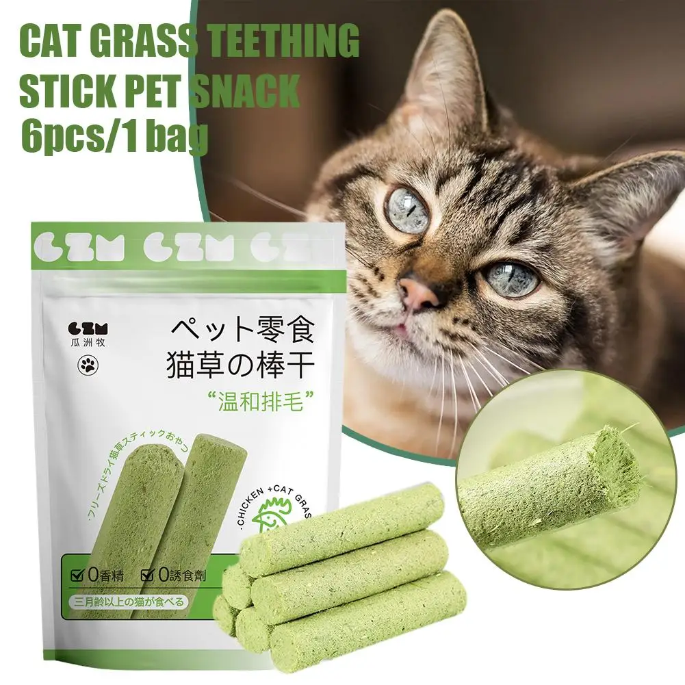 For 6pcs Grass Molar Pet Snack Hairball Removal Grass Baby Cleaning Mild Hair Teeth Row To Stick Ready Eat B7w4