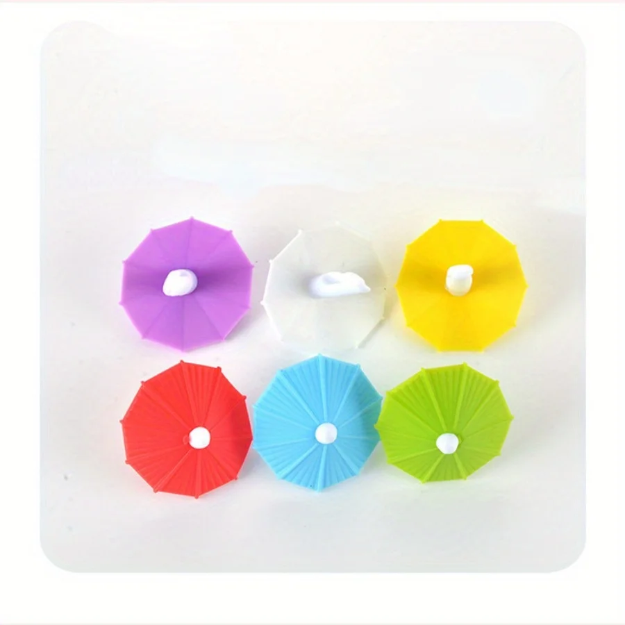 1Set Random Creative Umbrella Wine Glass Markers, Silicone Umbrella Type Red Wine Glass Recognizer Cup Differentiator Label