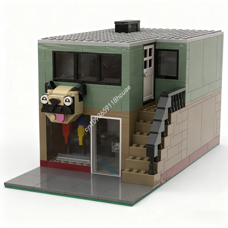 473 Uds. MOC tienda de mascotas ciudad modelo bloques de construcción arquitectura creativa DIY juguetes niños idea ladrillo regalos de navidad