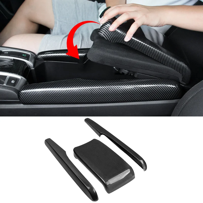 

Для Honda Civic 11th 2016-2021 углеродное волокно, подлокотник центральной консоли, крышка, защитные наклейки, аксессуары для салона автомобиля