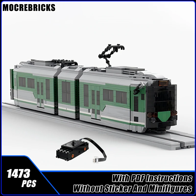 City Railway Motor Train Sets MBTA Green Line Tram Type 9 Locomotive MOC Building Blocks Model Kid's Bricks Toys Xmas Gifts