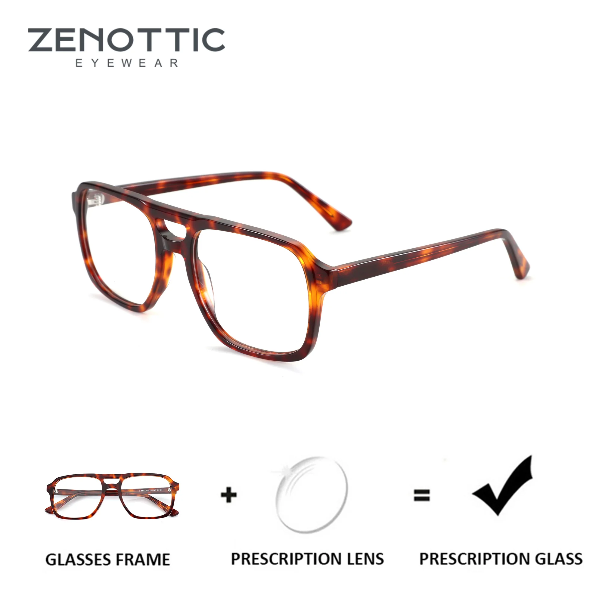 zenottic-sサイズ-アセテート製-パイロット型-眼鏡（度付き）-男性用-近遠両用レンズ-フォトクロミックレンズ