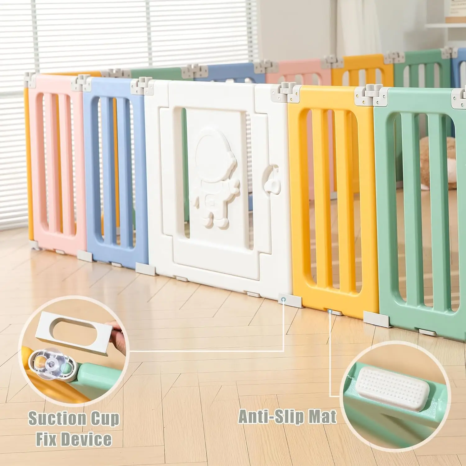 Bolígrafo de juego plegable - Patio de juego para bebés extra grande de 22 paneles, valla portátil para bebés - Colorido