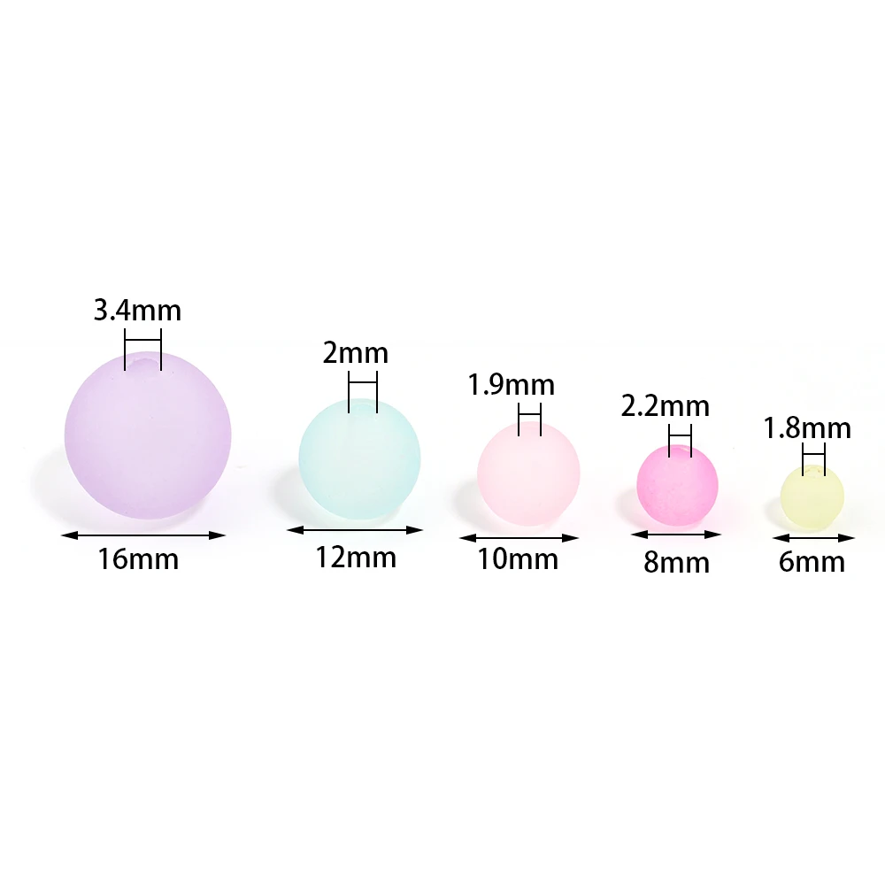 30-100 pz/lotto 6 8 10 12 16mm perline acriliche colorate perline rotonde distanziate allentate trasparenti per la creazione di collane con ciondoli fai da te