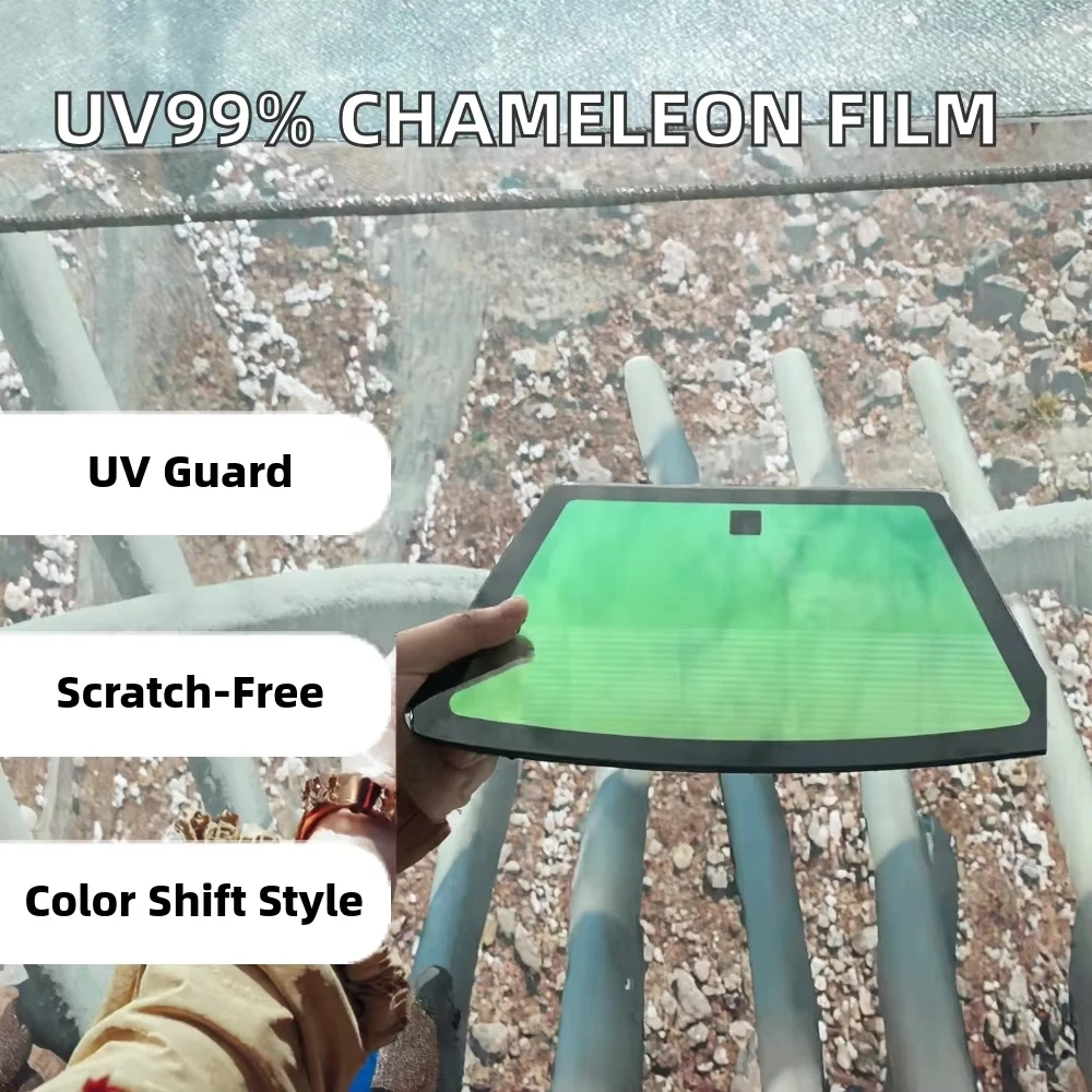 UV99% Protection Chameleon Blue/Green/Red Mirror Window Tint Film Polaroid Windshield Roll for Car Wrapping