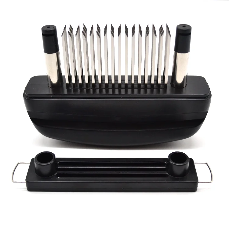 Meat tenderizer with 48 stainless steel sheets and removable bottom for deep cleaning