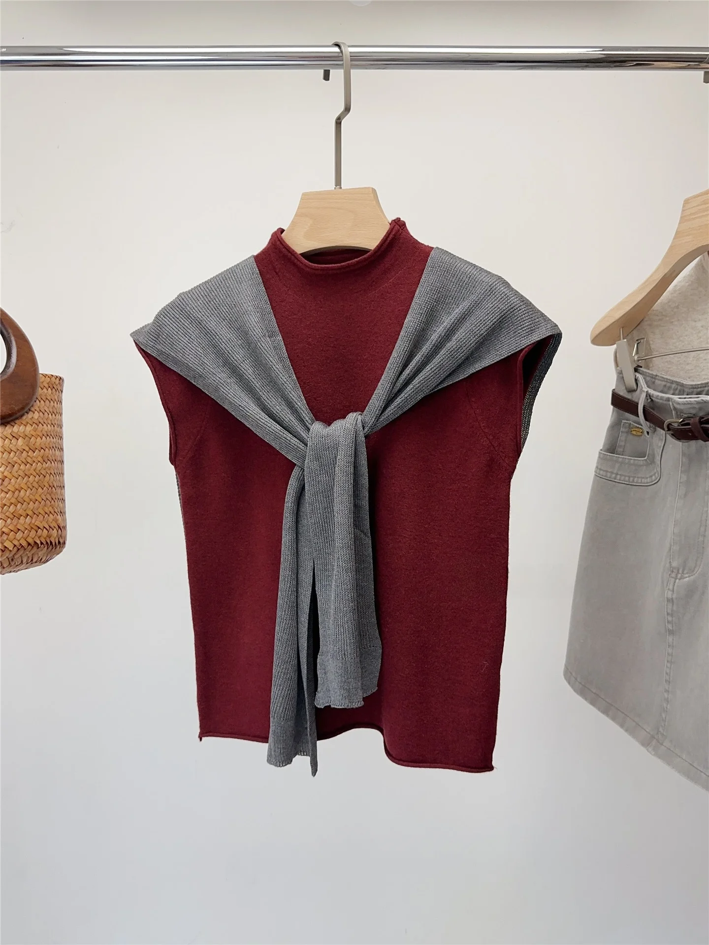 Seoulcp Koreański Dopasowany Sweter Damski z Dzianiny, Podstawowa Warstwa Bazowa, Casualowy, Wygodny, Miękki Materiał