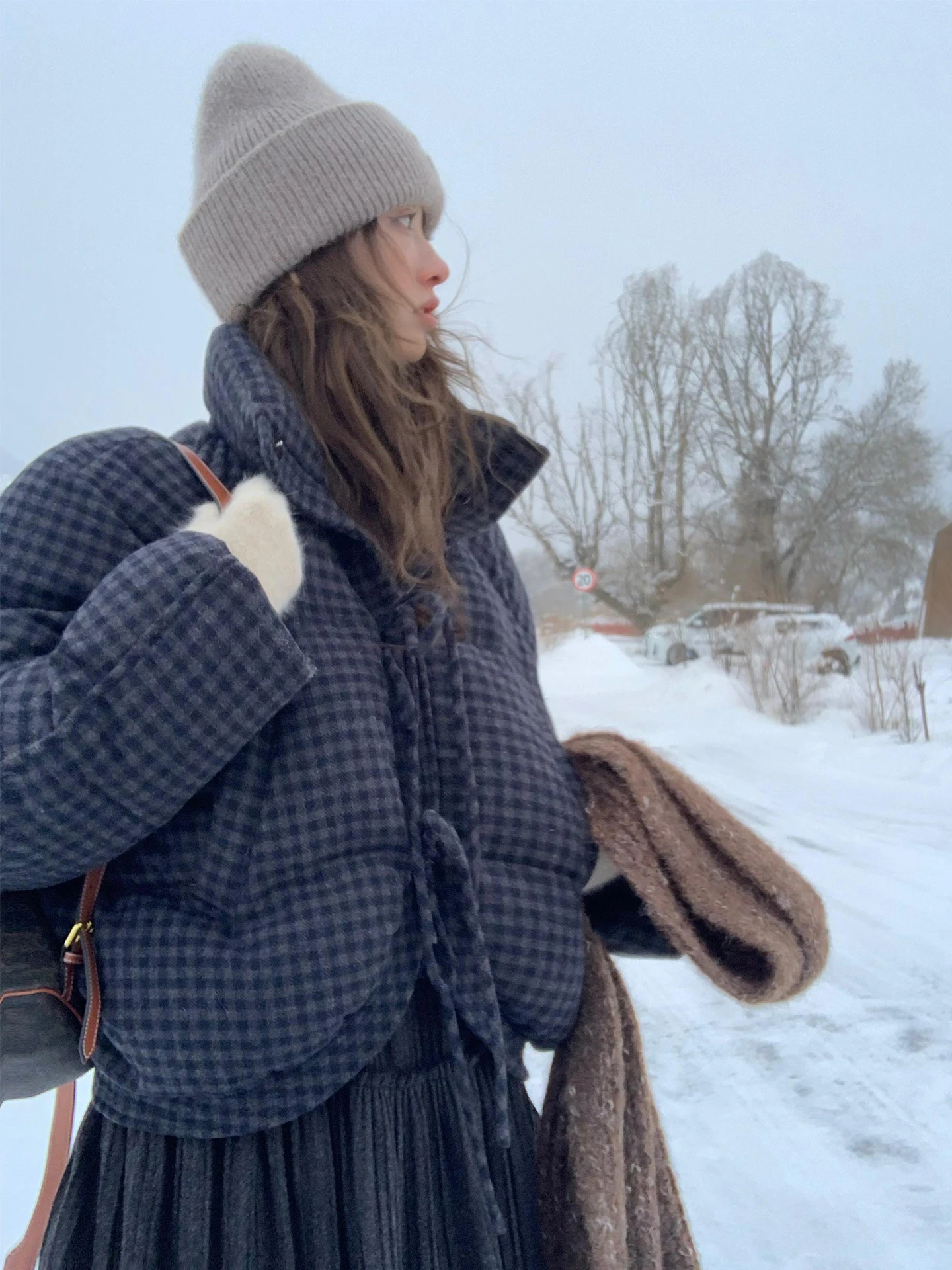 

Женская синяя клетчатая куртка, пальто с длинным рукавом, утепленное пальто Harajuku, 90-е годы, корейская теплая водолазка, стеганая куртка, винтажная зима 2025