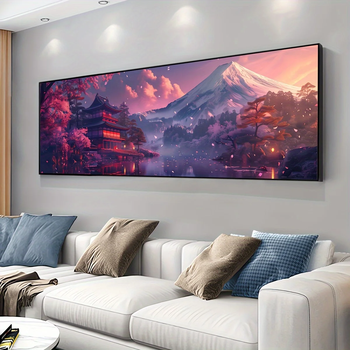

Extra Large Ink Canvas Wall Art, Art Decor Japanese Landscape Canvas Art Print for Living Room, Bedroom Decoration - Noframed