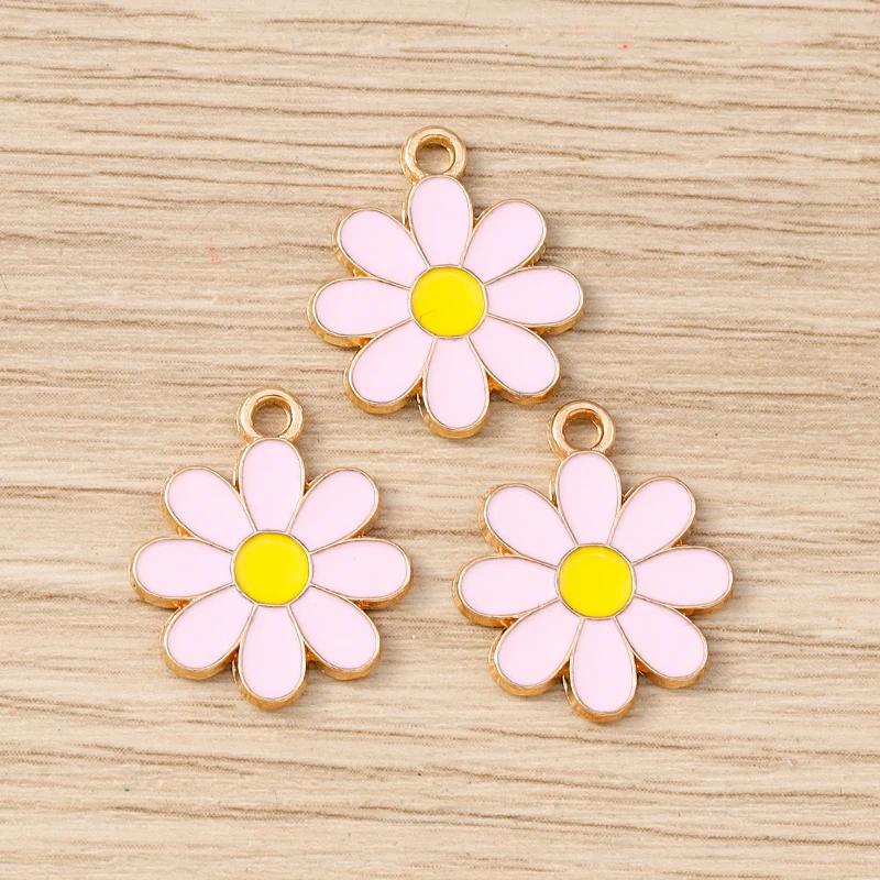 10 Stück 16 x 21 mm niedliche bunte Emaille-Blumen-Charms-Anhänger für Schmuckherstellung, Ohrringe, Halsketten, Armbänder, DIY-Bastelzubehör – Detail 6