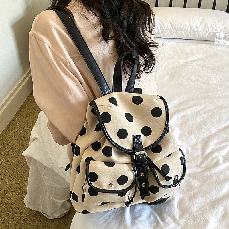 Women PU Leather Multi Pockets Daypack with Compartments Soft Stylish Rucksack Cute Lightweight Handbags Commute Studying Pouch