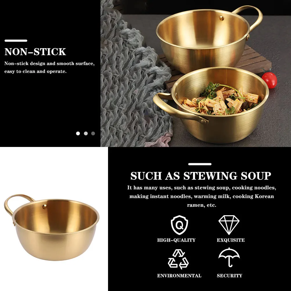 Olla de fideos de acero inoxidable, utensilios de cocina Ramen coreanos para sopa, calefacción de leche, utensilios de cocina portátiles antiadherentes de un solo oído, 1 Uds.