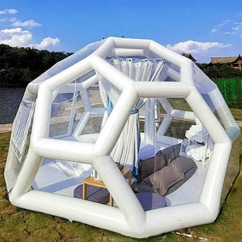 Carpa Inflable Transparente de Alta Calidad con Aislamiento de Aire, Carpa con Forma de Balón de Fútbol, Carpa Inflable Tipo Domo para Acampar al Aire Libre