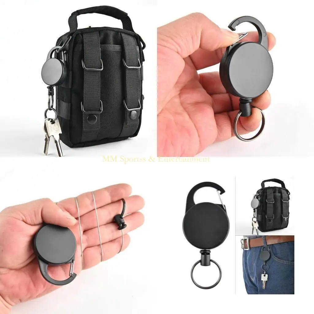 31be سلسلة مفاتيح المفاتيح القابلة للسحب من السلسلة الثقيلة مع تمديد carabiner