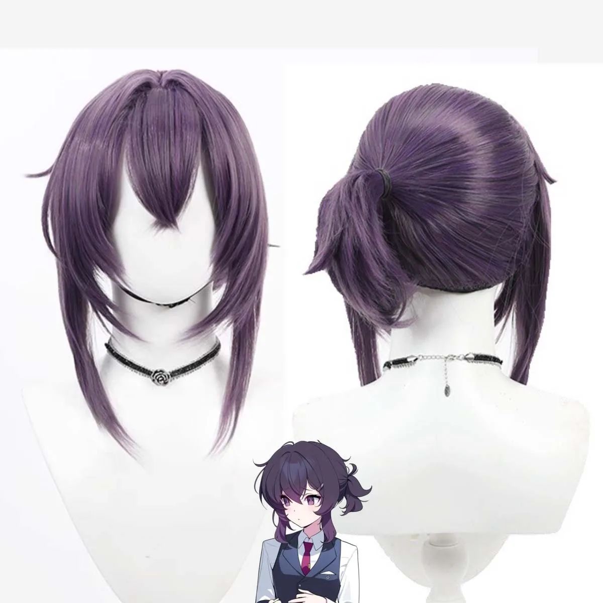 

Игра для вечеринки в честь Хэллоуина Синий Архив Ikusa Haruka Короткий фиолетовый парик с хвостиком