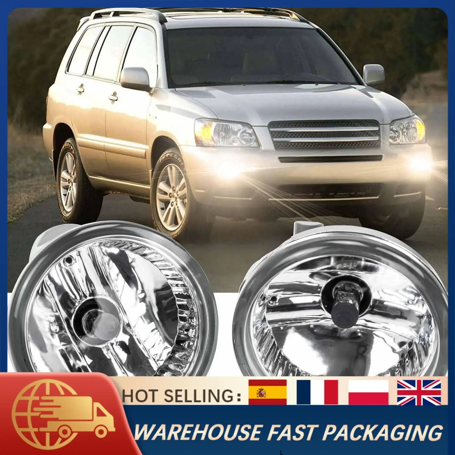 

1 пара передних противотуманных фар с лампочками для Toyota Highlander 2004 2005 2006 2007