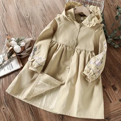 Kids Long Jacket for Girls Floral Coats Spring Autumn Outfits Children Outerwear Clothes for Teenagers Costumes 8 10 12 13 Years