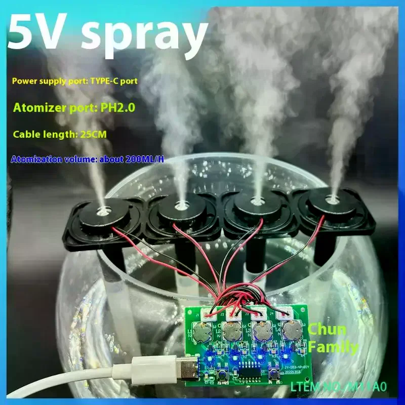 Four Spray Humidifier Type-C USB Mini Humidifier DIY Kits Mist Maker And Driver Circuit Board Atomizer Sheet With Stand