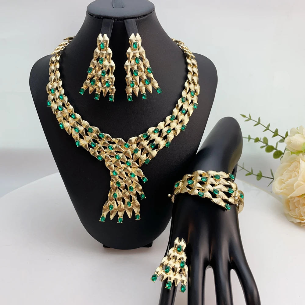 

Новейшее бразильское изысканное красивое ожерелье ручной работы, аксессуары для свадебной вечеринки, модный женский комплект ювелирных изделий FHK23498