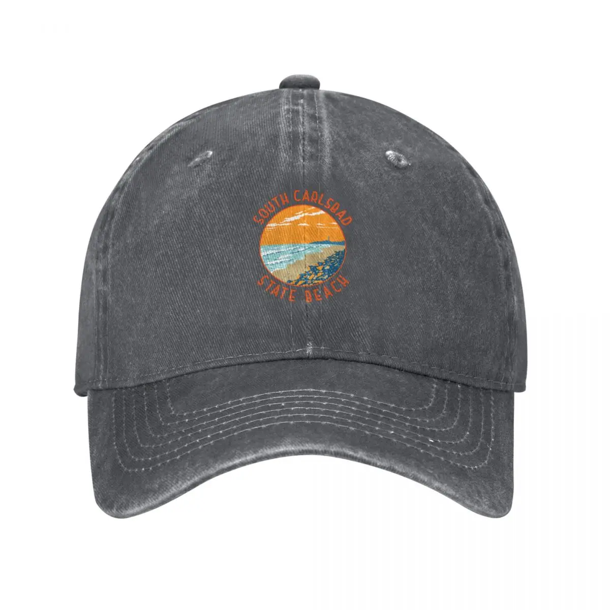 South Carlsbad State Beach Retro Distressed Circle Baseball Cap Designer Hat Kids Hat Fashion Beach Golf Wear Boy Women's