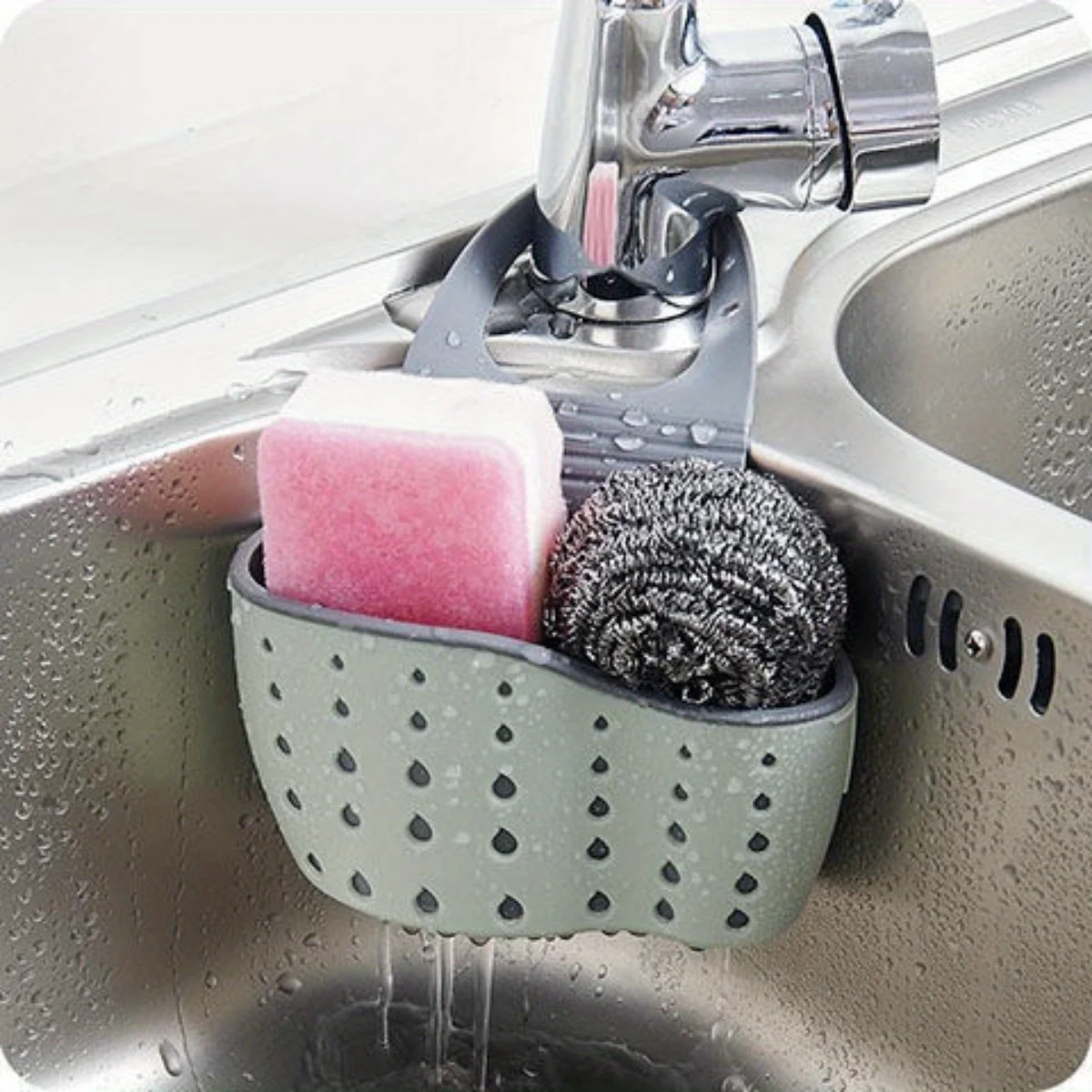 

Home Storage Drain Basket Kitchen Sink Holder Adjustable Soap Sponge Shlf Hanging Drain Basket Bag Kitchen Accessories