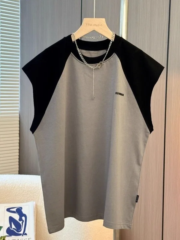 

Summer New plus Size 300 Pou Harajuku Color Blo round Ne Vest ex Faion Sports Fitn Letter Svel Vest