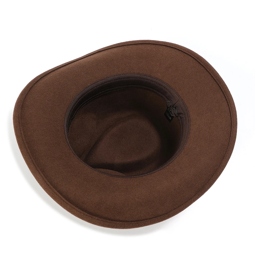 Wool Felt Crushable Outback Hat for Men Indiana Jones Hat Cowboy Fedora Wide Brim Brown Black Large Size