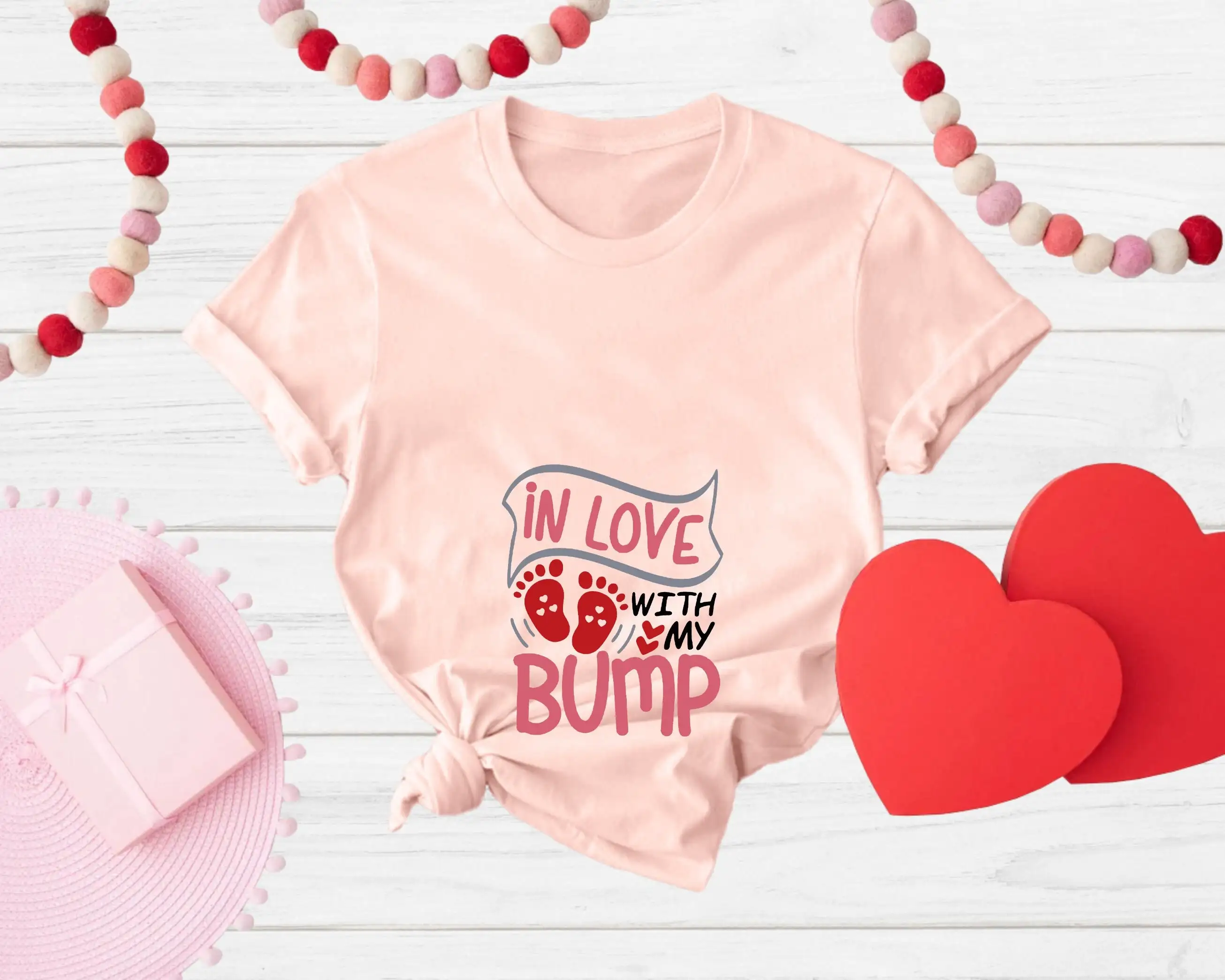 In Love With My Bump T Shirt Baby Announcement Pregnant Mom Valentines Day Happy Valentine Pregnancy