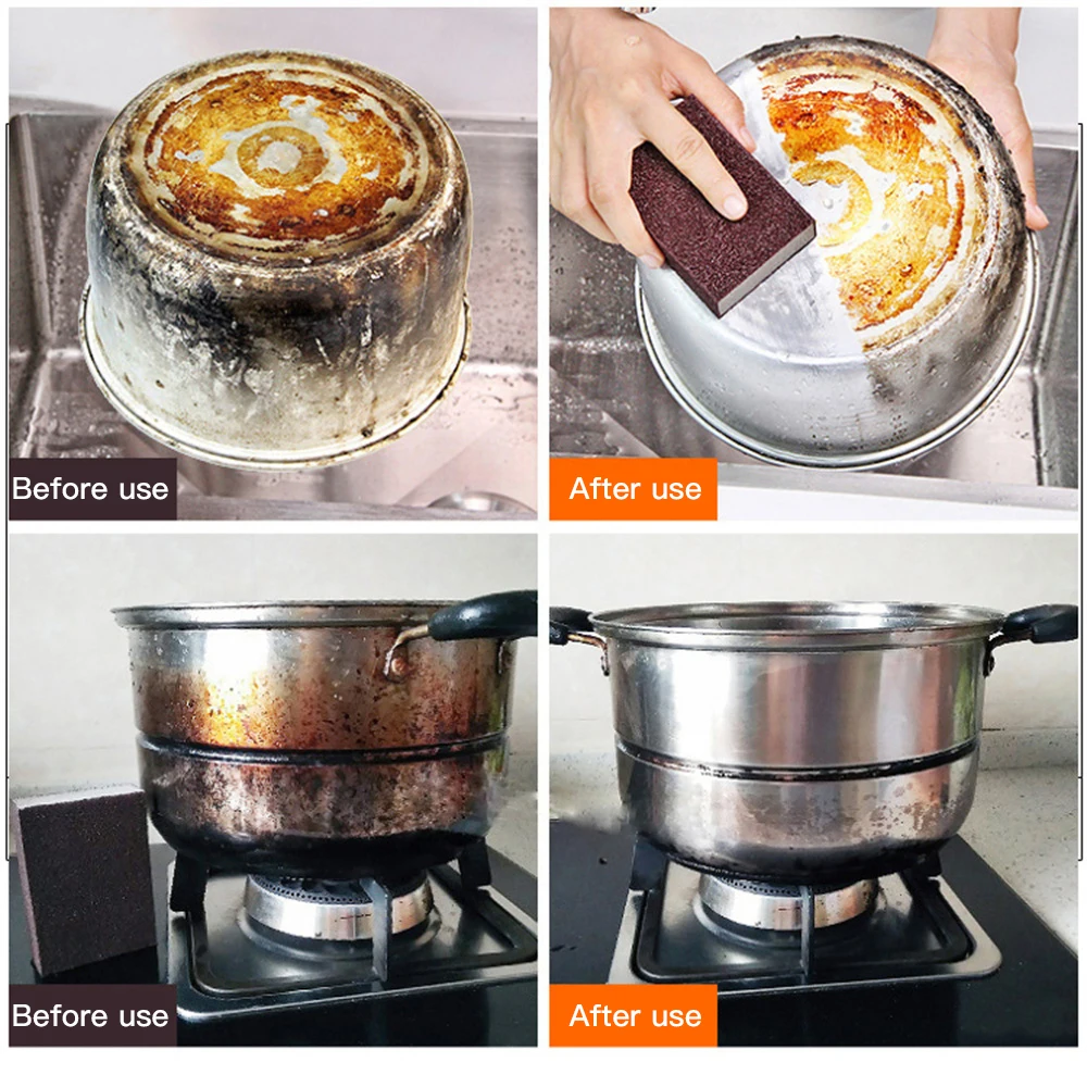 Magic Sponge Kitchen Cleaning Eraser Carborundum Removing Rust Cleaning Sponge Brush Pot Dish Rust Removal Emery Clean Brushes