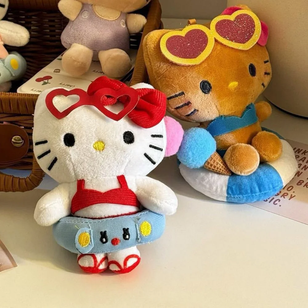 

Sanrio Hello Kitty, гавайское кольцо для плавания, плюшевая кукла, мультяшная Kt Cat, плюшевая игрушка, студенческий рюкзак, украшение, аксессуары, подарок для девочек