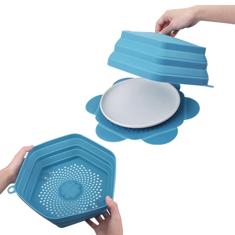 Silicone Microwave Splatter Guard Absorbable Folding Lid Microwave Plate Cover Oil-Proof Heating Cove