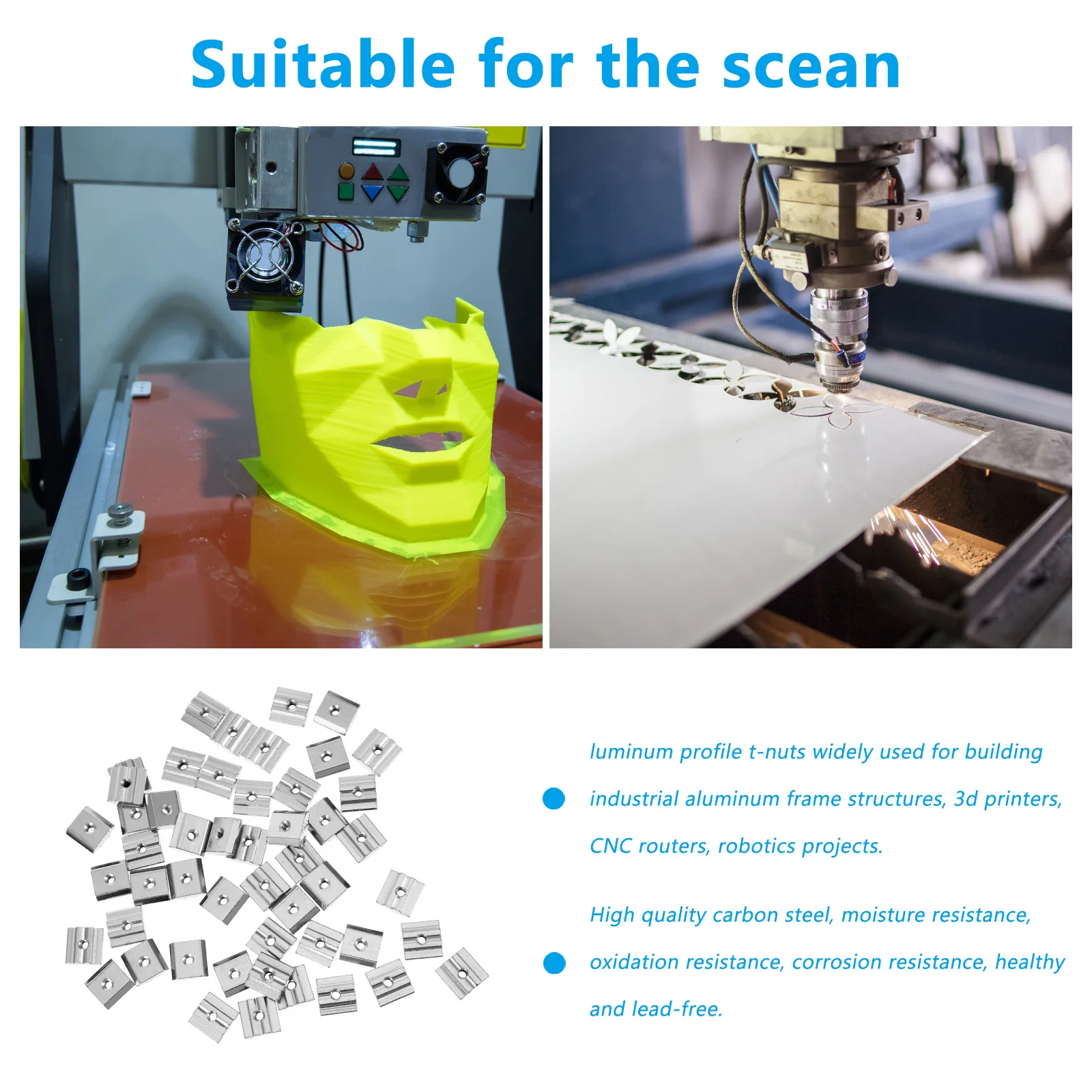 

50 шт. оцинкованная скользящая гайка из углеродистой стали, Т-образный профиль, материал заклепки, крепеж, оборудование, гладкая поверхность, высокая твердость