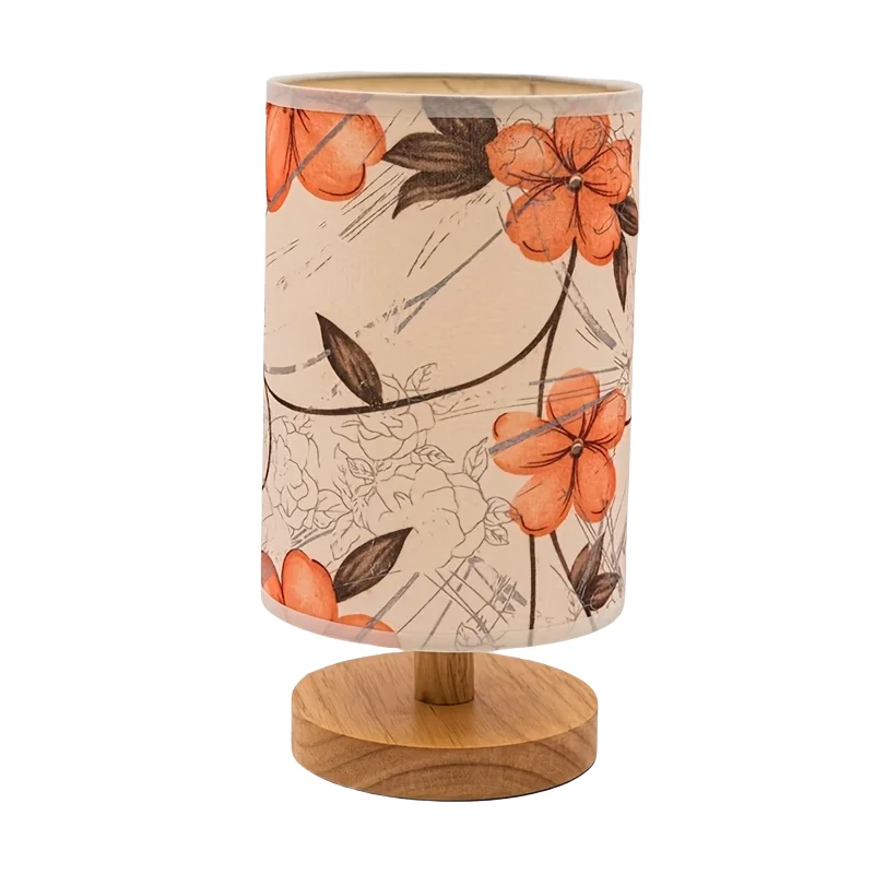 Orange Printed Fabric Desk Lamp, USB - Powered, Suitable for Bedrooms, Living Rooms, Etc., for Decorative Lighting.