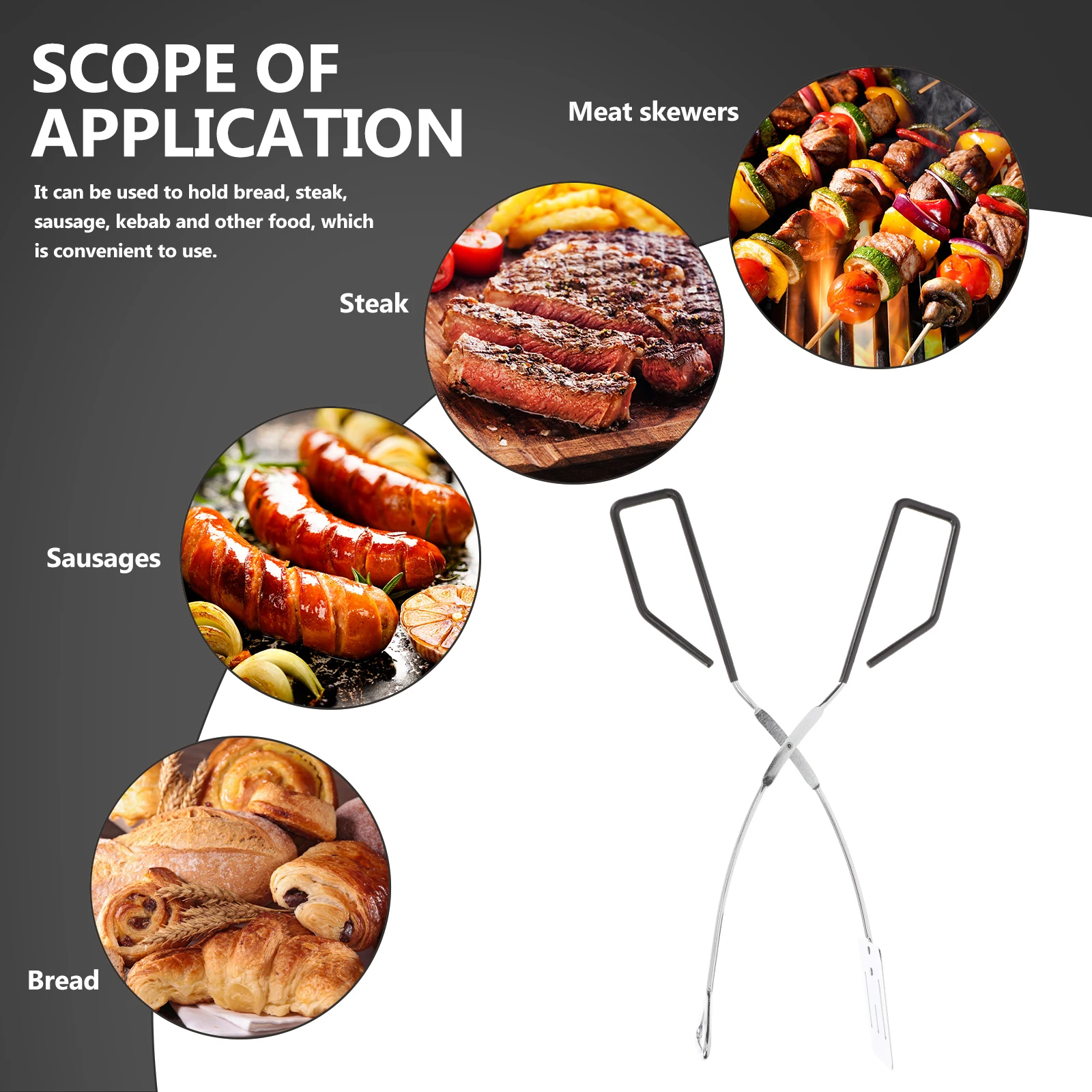 

BBQ Tongs Kitchen Clip Metal Serving Camping Barbecue Accessories for Grill Food Iron Outdoor
