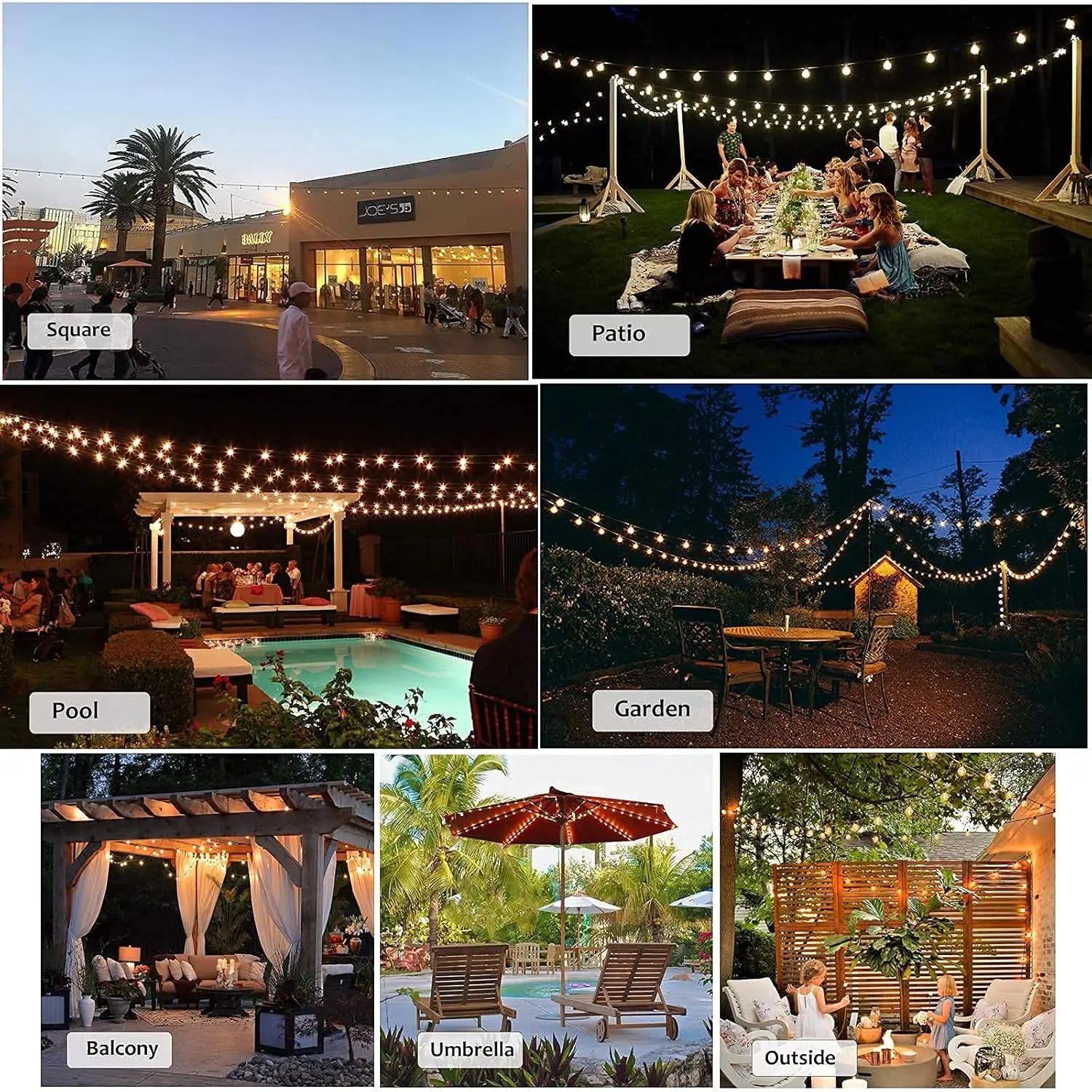8M/24M/45M Outdoor Garten Lichterketten G40LED Bruchsichere Glühbirne IP44Fairy Lampe 2700K Hochzeit Weihnachten party Decor Girlande Lampe – Detail 11