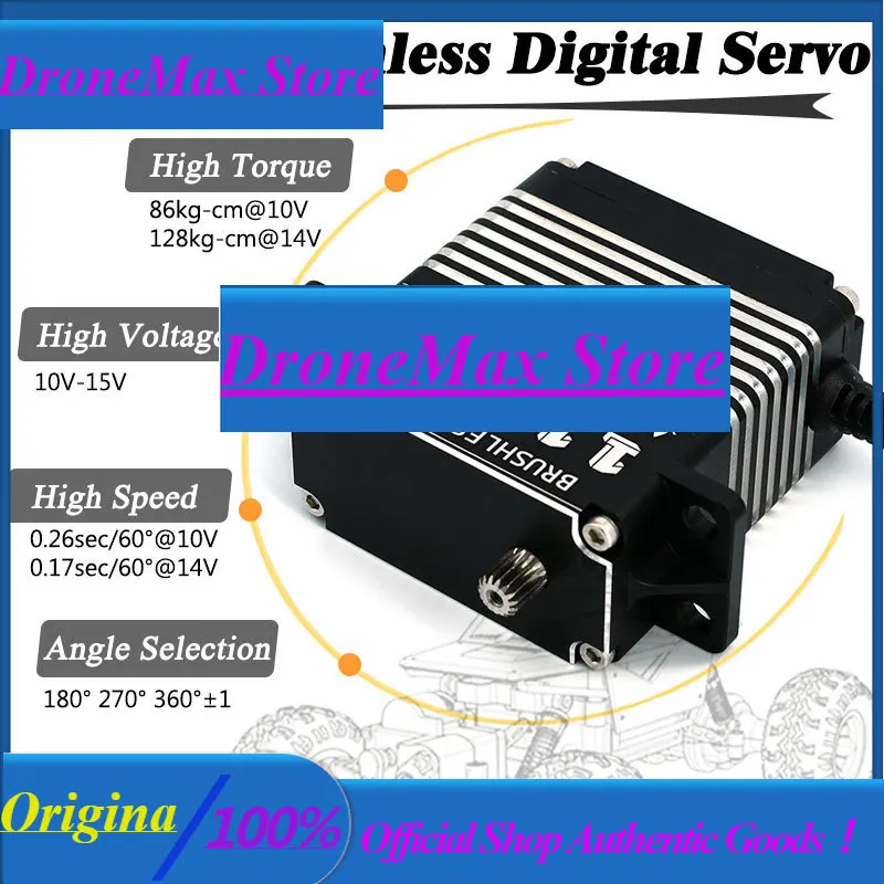 DrMasE-Power Digital Servo 110Kg 180° 270° 360° High Torque 10-15V HV Brushless Motor Metal Gear For 1/5 RC Car Robot DIY Parts